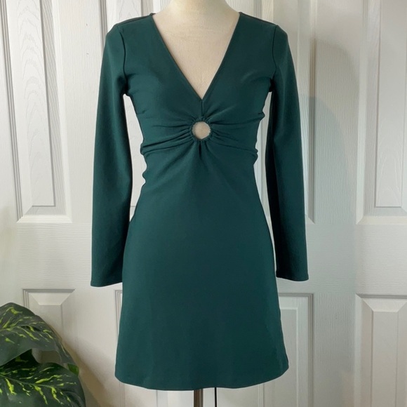 Abercrombie & Fitch Mini Dress Teal Ring-Front Event Size S - Picture 3 of 11